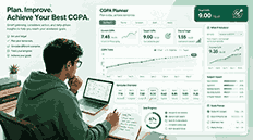 Student using a CGPA planner and what-if simulator to improve target CGPA across future semesters