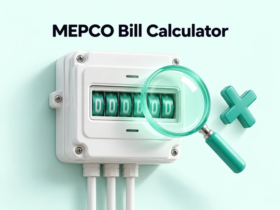 Electricity meter and magnifying glass for entering MEPCO meter readings