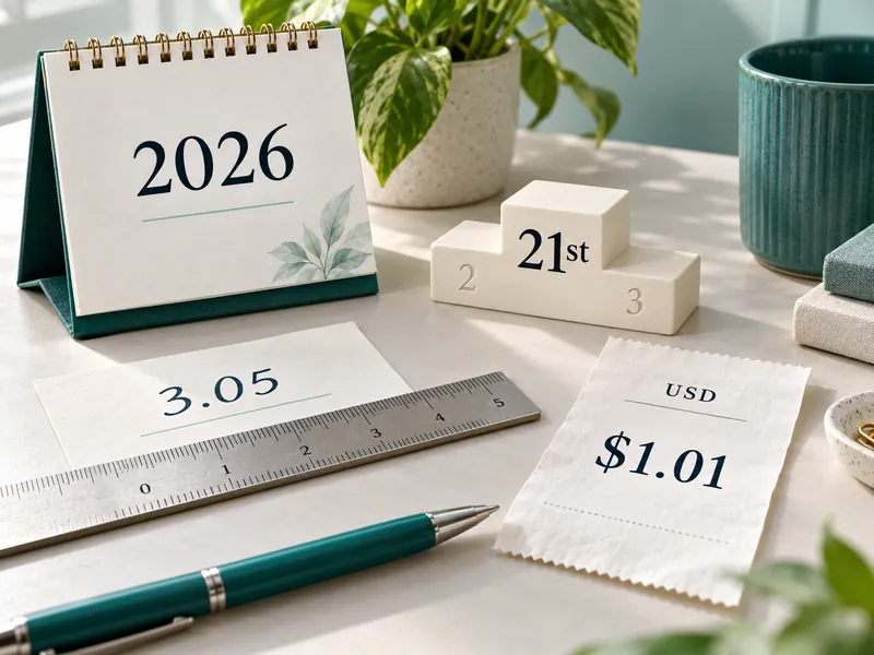 Calendar, ordinal marker, decimal measurement, and USD receipt representing number formats.
